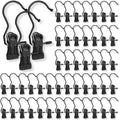 Hangers Clips,Stainless Hooks for Closet Hooks,Heavy Duty Clothespins Laundry Hanging Hooks,Travel Portable Clothes,Boot Tall Towel Hats Socks Pants and Bras (50, Matte Black)