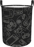38L Round Laundry Hamper Video Game Controller Background Storage Basket Waterproof Coating Gaming Gadgets Organizer Bin For Nursery Clothes Toys