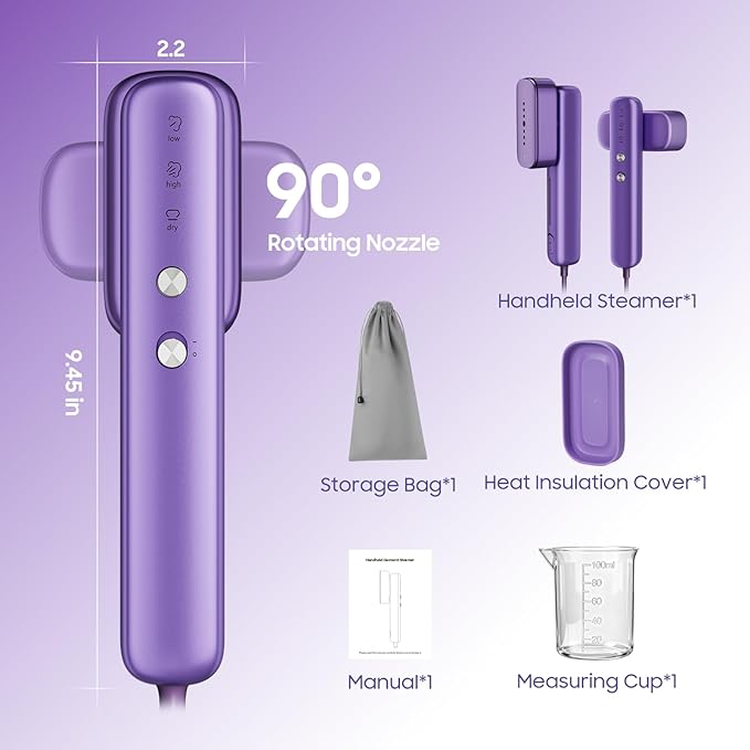 Travel Steamer for Clothes, 2-in-1 Handheld Garment Steamer & Iron, 15s Fast Heat Up, 100-230V Dual Voltage, Portable Steamer for Wrinkles, Safe Auto Shut-Off, Large Ceramic Panel for Home & Travel