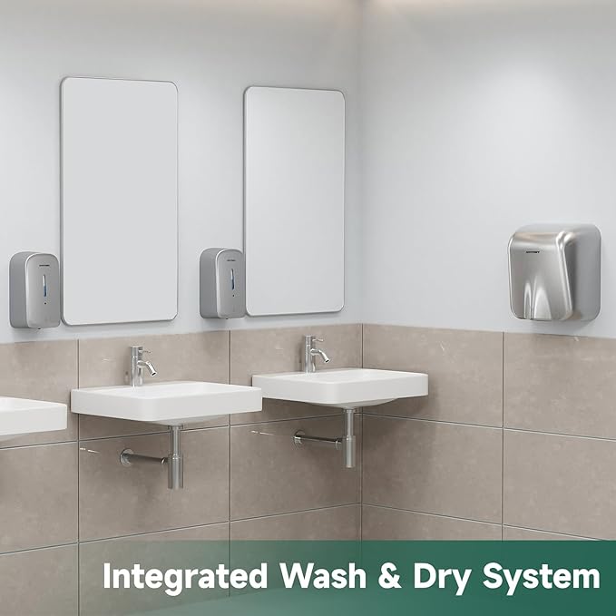 Commercial Automatic Soap Dispenser Large 34oz/1000ml Capacity Wall-Mounted Touchless Liquid Dispenser for High-Traffic Restrooms, Offices, Hospitals Model AD1220S Silver