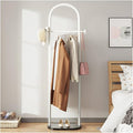WIGING Coat Rack, Bedroom Floor Household Clothes Rack, Round Clothes Rails Storage Stand for Small Space Bedroom Entryway Shelf (Color : White, Size : 85x30x172cm)