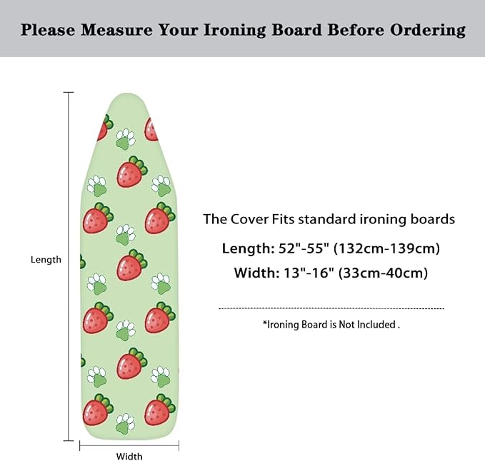 Strawberry Paws Iron Board Cover Resist Scorching Stretchable Table Top Ironing Board Cover Extra Wide Ironing Board Cover Easy Cleaning 54x15 inches