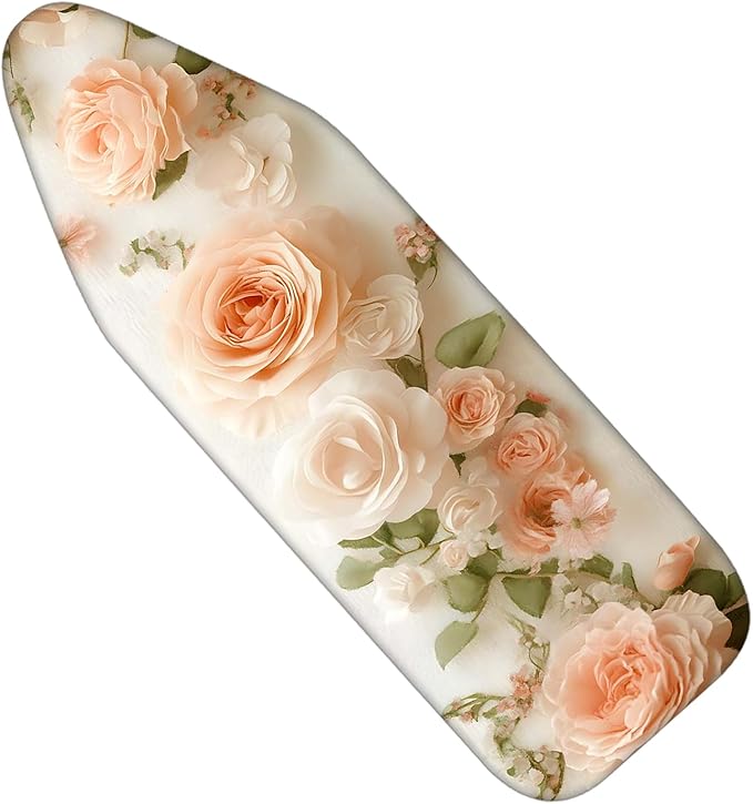 Nuxovilar Ironing Board Cover with Blush Pink Roses Pattern, 15x54 Inches Polyester - Iron Board Cover Pad for Bedroom, Dressing Room, Bridal Suite