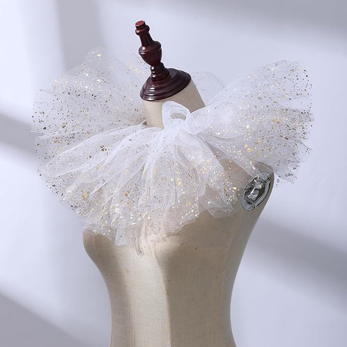 BLESSUME Victorian Retro Mesh Neck Ruff Ruffle Collar Layered Clown Neck Collar
