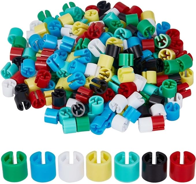 GORGECRAFT 210Pcs 7 Colors Clothes Hanger Markers Blank Tags Plastic Garment Hanger Size Markers Assortment Kit Fit 9.5mm Rod for Clothing Snap Number Labels Accessories Color Coding with Storage Box
