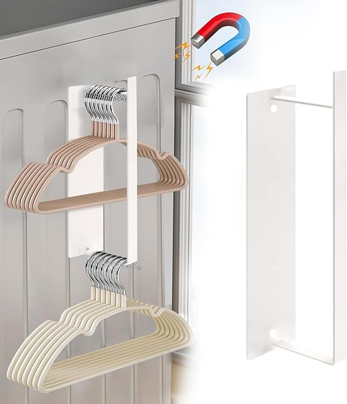 2 Pack Magnetic Hanger Holder for Laundry Room Organization and Storage Magnetic Hanger Organizer Storage Rack for Dryer