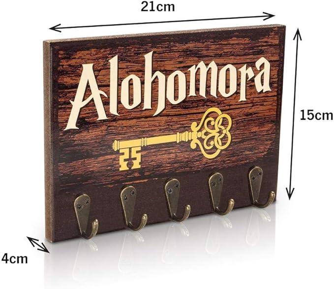 getDigital Alohomora Key Rack | Magical Home & Office Decor Key Holder with 5 Metal Hooks | Also Suitable as a Hanger for Clothes, Bags or Dog Leashes