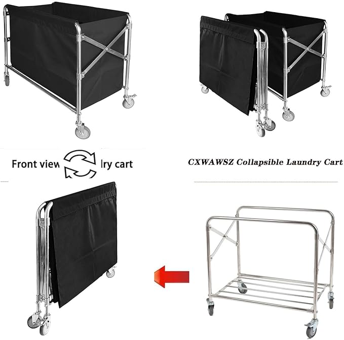 Industrial Laundry Cart with Wheel 12 Bushel (400l) Commercial Collapsible Laundry Hamper Large Heavy Duty Rolling Laundry Basket Waterproof Laundry Trucks for Home Organizer Storage