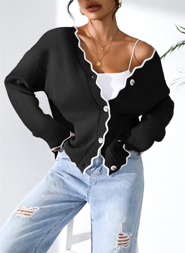 Pink Queen Fuzzy Sweater Cardigan for Women 2025 Fashion Long Sleeve Flower Outerwear Button Down Open Front Cardigan Coat