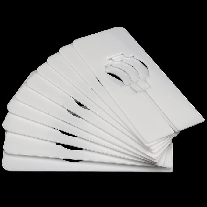 KEILEOHO 100 Pack 5 x 2 Inches Plastic Clothing Rack Dividers, Rectangular Closet Dividers, Blank Hanger Dividers Tags for Closet, Cloth Store, Department Stores, White