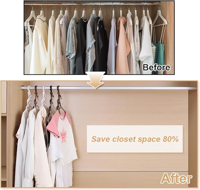 6 PCS Space Saving Hangers, Closet Organizers and Storage, College Dorm Room Essentials,Sturdy Closet Organizer Home Essentials Space Saving Hangers for Thick Clothe (Black)