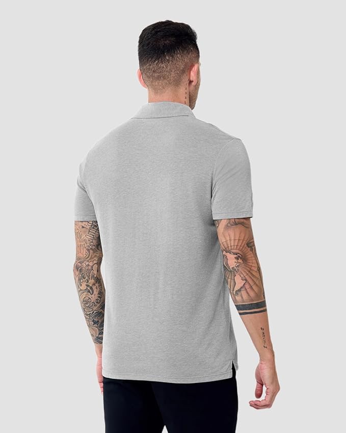 INTO THE AM Polo Shirts for Men - Slim Fit Short Sleeve Collared Shirt S - 4XL Fitted Collar Polos for Work