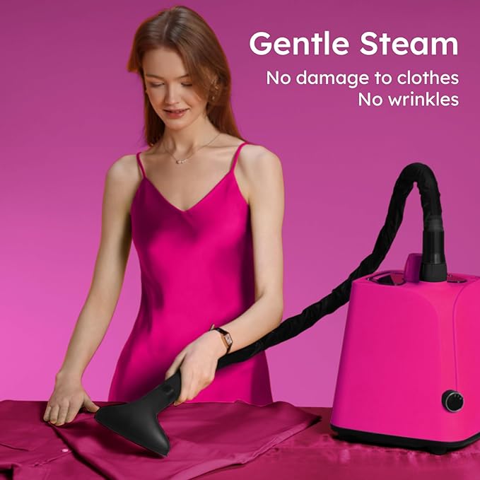 Colorful Standing Garment Steamer for Clothes, 2000W Professional Hanging Clothing Steamer with Stand, Commercial Cloth Fabric Steamers with 1.8L Water Tank for 45min Steaming, Cherry