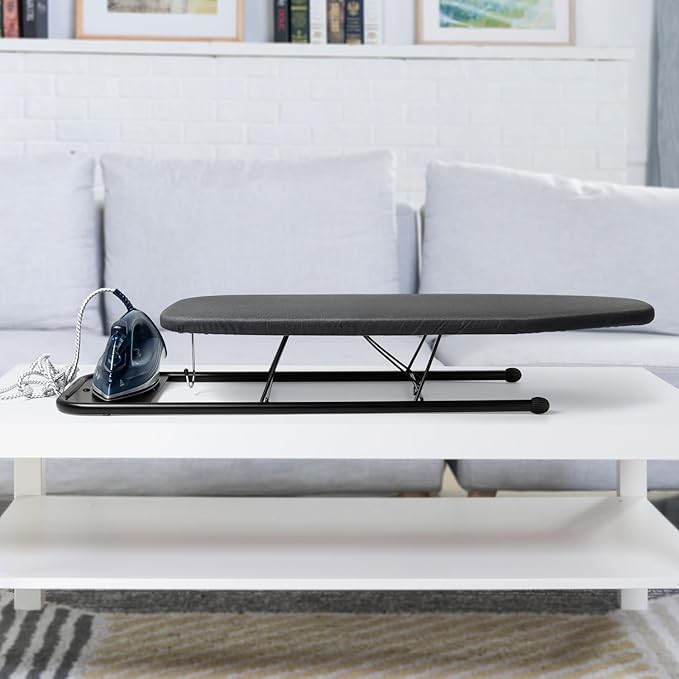 Duwee 12"×32" Table Top Ironing Board with Iron Rest,Small Ironing Board with Heat Resistant Cover,Thicken Felt Padding,Non-Slip Feet for Home, Laundry Rooms, Dorms