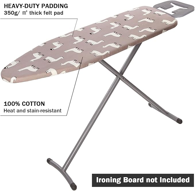 Small Ironing Board Cover and Pad 12 x 42,3 Pairs of Hook and Loop Fastener Straps,Elastic Edges,Cotton Mini Iron Board Cover with Scorch Resistant Thick Padding (12" x 42")