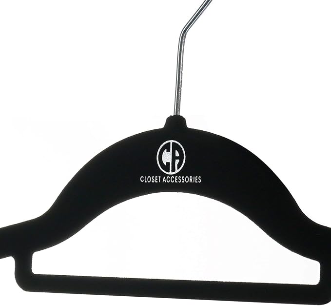 Black velvet hangers, ultra slim space saving, notches, tie bar, swivel hook, 30 pack, with bonus 20 matching velvet finger clips