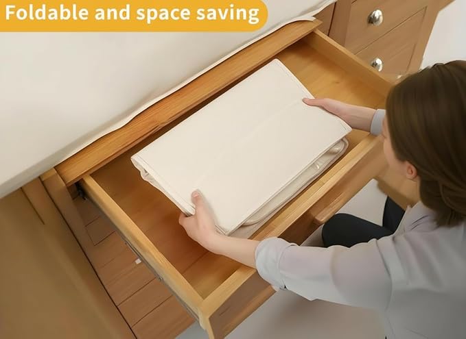 Soft Canvas Clothes Storage Bags with Four Carrying Handles and Clear Window, Closet Organizer for Clothing, Blankets Sheets and Bedding, 55L, 2 Pack, Beige