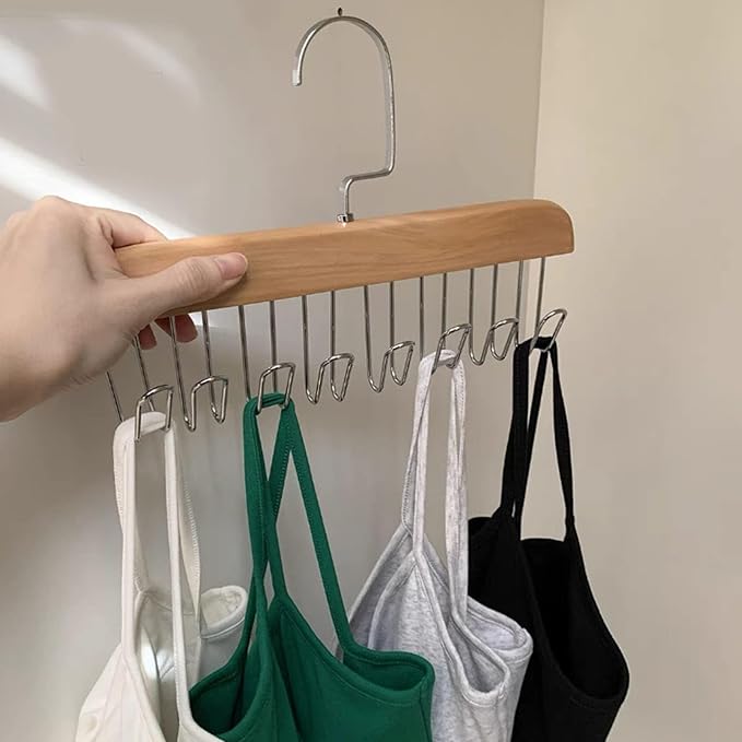 Hanger Hooks, Multi Hook Hanger Stainless Steel Closet Organization Multi Hanger with 8 Hooks Hangers Space Saver Hangers for Clothes Bra Storage (Khaki)