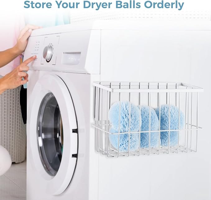 Magnetic Dryer Ball Holder, Wall Mount Dryer Ball Rack for Laundry Room, Dryer Ball Shelf for Organization and Storage, Magnetic Lint Bin for Laundry Room