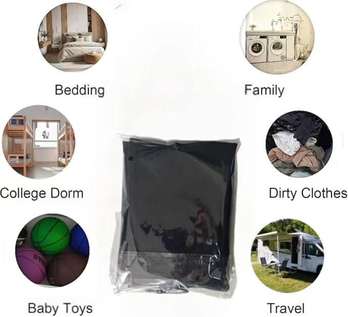 2 Pack Heavy Duty Mesh Laundry Bags - 24 x 36 Inches Large Drawstring Laundry Bag for College, Dorm, Travel, Family & Apartment Dwellers, Black