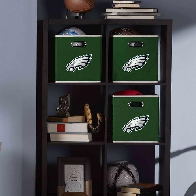 Franklin Sports NFL Storage Bins - Collapsible Cube Container + Basket - NFL Office, Bedroom + Living Room - 11"x11"