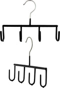 Mawa by Reston Lloyd Non-Slip Space-Saving Clothes Hanger for Belts with 4-Hooks, Style GH, Set of 2, Black
