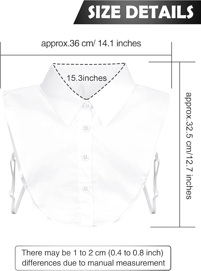 Syhood 4 Pcs Fake Collar Detachable False Dicky Collar Half Shirts Round for Women Outfits Halloween Costume Accessories
