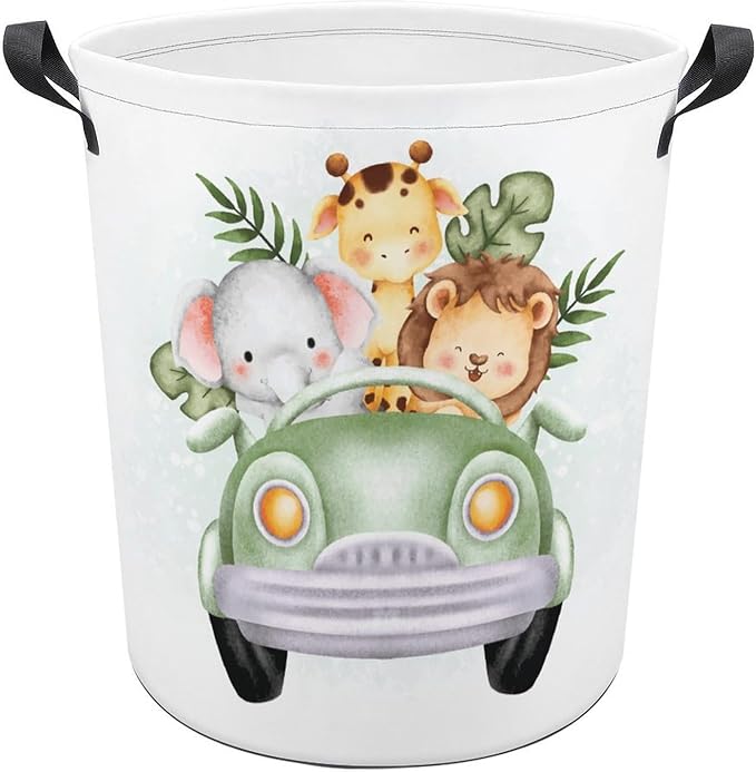 Cartoon Baby Laundry Basket Boys Room Decor Elephant Giraffe Hampers Boys Hamper Clothes Toy Storage Bin Jungle Decor