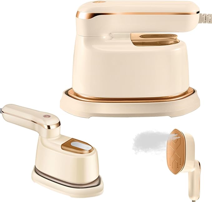 Portable Steamer Iron, 1100W High-Power Household Small Ironing Machine, 2-In-1 Travel Essential Steam Iron, 15S Preheating, 125ML Water Tank, Suitable for Home, Travel, Dormitory & Office Use (Beige)