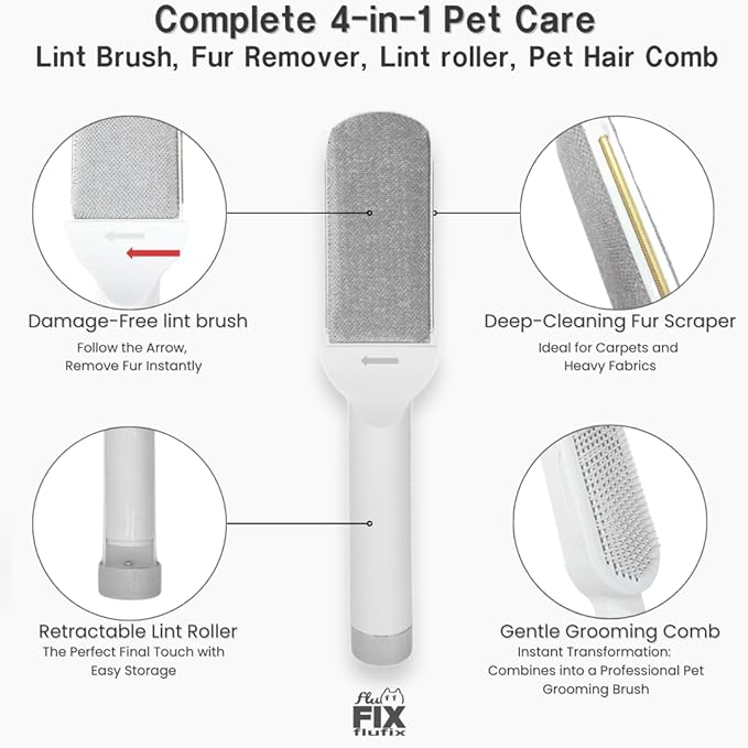 SufurLint 4 in 1 Multi - Pet Hair Lint Roller Brush - Lint Removers - Cat Hair Removal, Dog Hair Remover - Reusable lint Roller - lint Remover for Clothes - lint Roller for Clothes