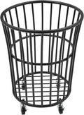 Metal Laundry Basket, Laundry Basket Cart with Wheels for Laundry Room, Rolling Laundry Basket with Wheels, Easy Moved Basket for Organizer (Black)