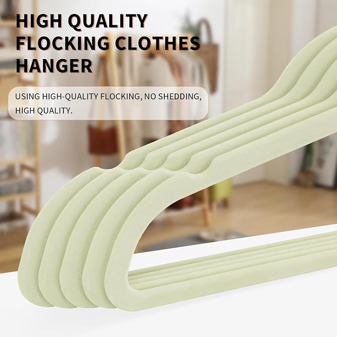 Premium Velvet Clothes Hangers, Heavy Duty Study Black Hangers for Coats, Suit & Dress - Non Slip Clothes Hanger Set (50, Lvory/Rose Gold)
