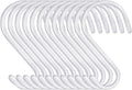 4 Inch Heavy Duty S Hooks - 12 Pack, Large Vinyl Coated, White Rubber Coated Non Slip Metal S Hangers for Hanging Closet, Garden, Plants, Jewelry, Pot, Pan, Cups, Towels