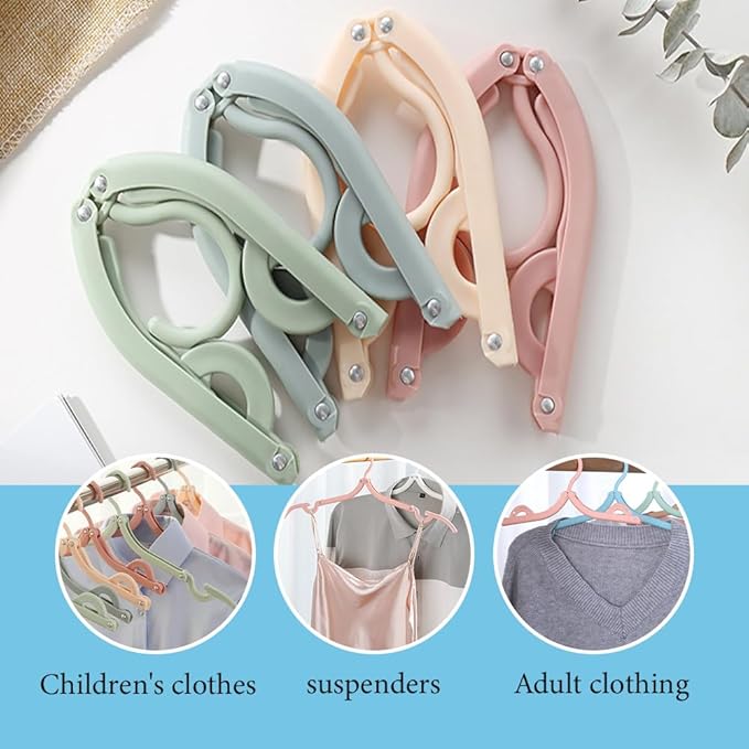 Multifunctional Plastic Folding Hanger, Retractable Portable Travel Hangers, Foldable Coat Hanger Folding Hangers for Traveling, Space Saving Clothes Hangers Portable Travel Hangers (20, Green)