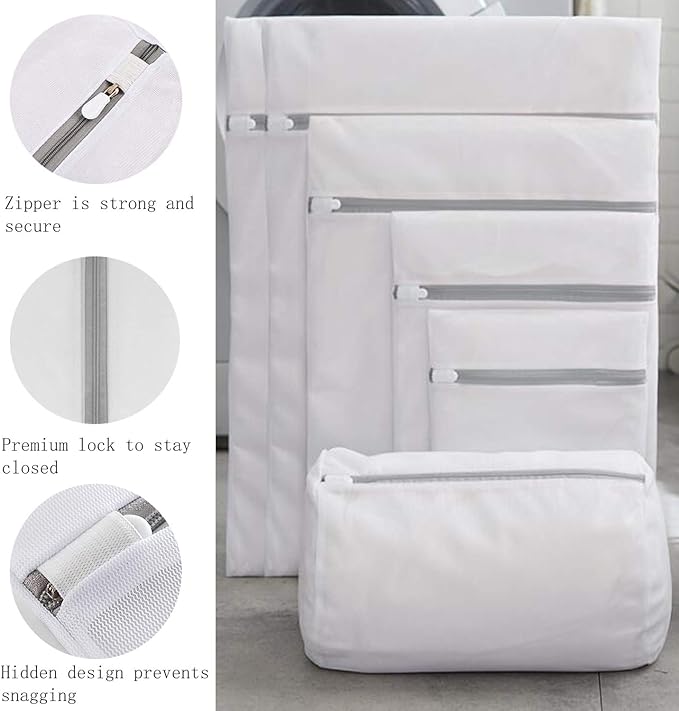 Mesh Laundry Bags - 9pcs Premium Zippered Fine Mesh Laundry Bags Set, Delicate & Lingerie Washing Organizer