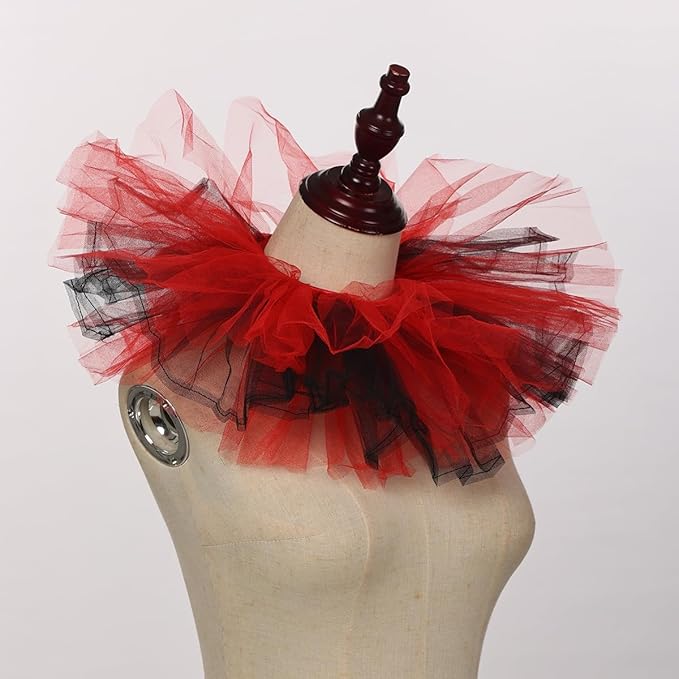 BLESSUME Victorian Retro Mesh Neck Ruff Ruffle Collar Layered Clown Neck Collar