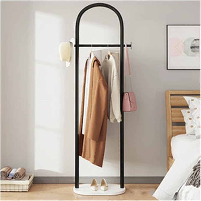 WIGING Coat Rack, Bedroom Floor Household Clothes Rack, Round Clothes Rails Storage Stand for Small Space Bedroom Entryway Shelf (Color : Black, Size : 85x30x172cm)