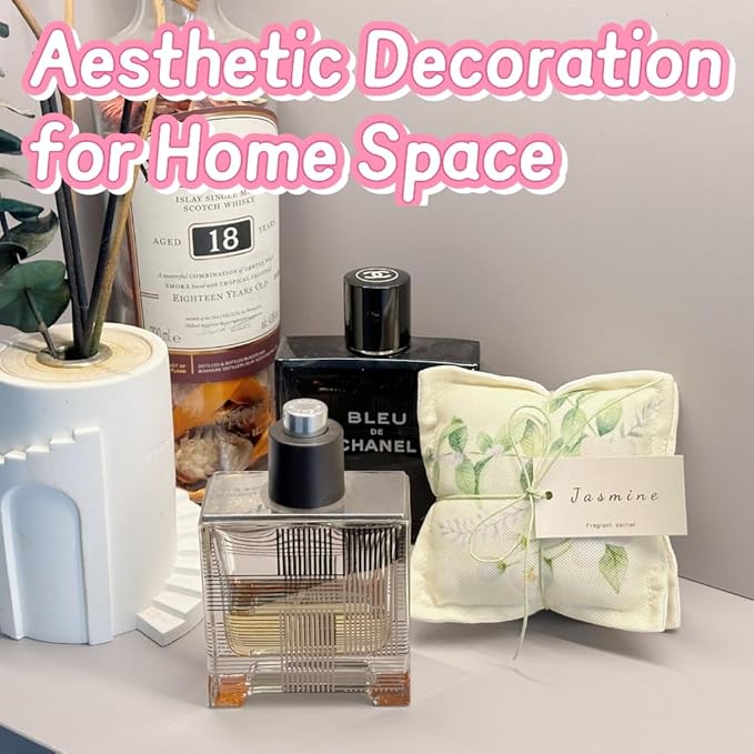 AUCUDA Spring 4pcs Jasmine Scented Sachet Bags for Drawers and Closets Decorations, Potpourri Packets for Women Clothes Storage, Spring Wedding Fragrance Pillow for Bedroom Indoor, Air Fresheners.