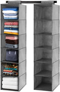 2PCS Hanging Closet Organizer, 6-Shelf Hanging Storage Shelves Wardrobe Clothes Organizer Cloth Hanging Shelves Foldable for Closet Bedroom Home (2PCS 6-Shelf)