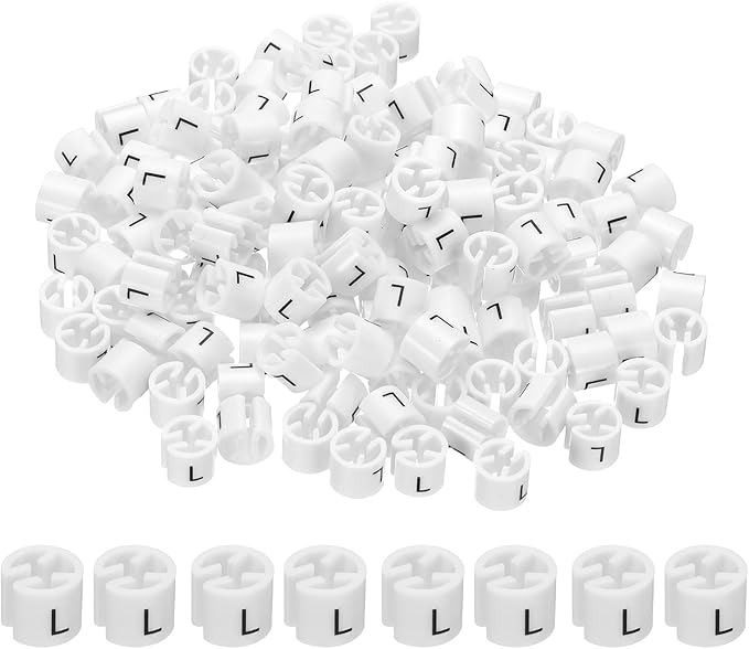 PATIKIL 300 Pcs Clothes Hanger Markers L Fit Rod Garment Size Tag Hanger Clips Round Color Coding Label for Clothing, White