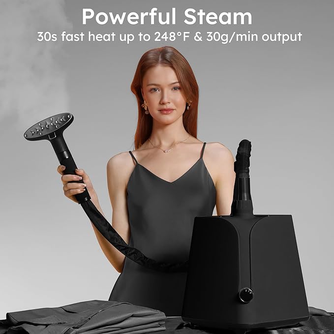 Colorful Standing Garment Steamer for Clothes, 2000W Professional Hanging Clothing Steamer with Stand, Commercial Cloth Fabric Steamers with 1.8L Water Tank for 45min Steaming, Blackcurrant