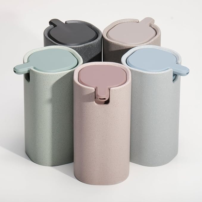 LINE+ARC Modern Easy-to-Press Soap Dispenser (Rose). Cute Bathroom Pink Marble Kitchen Sink Ergonomic Liquid Lotion Shampoo Conditioner.
