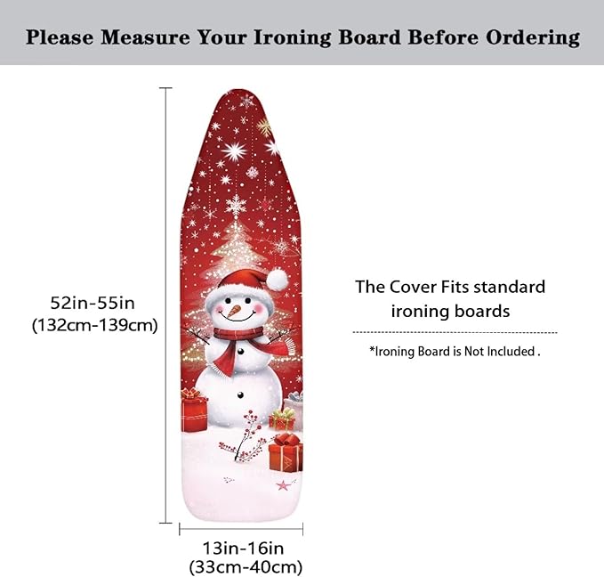 Snowman 15x54 Ironing Board Cover and Pad Elastic Edge Applicable Standard Size Iron Board Cover, Stain Resistant Ironing Mat Home Ironing Accessories