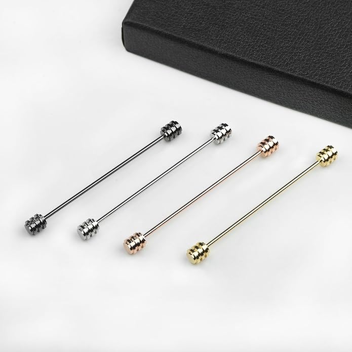 Classic 4-Piece Set Solid Brass Collar Bar for Men Multi-Style Metal Anti-Curl Shirt Collar Stays Tie Pins
