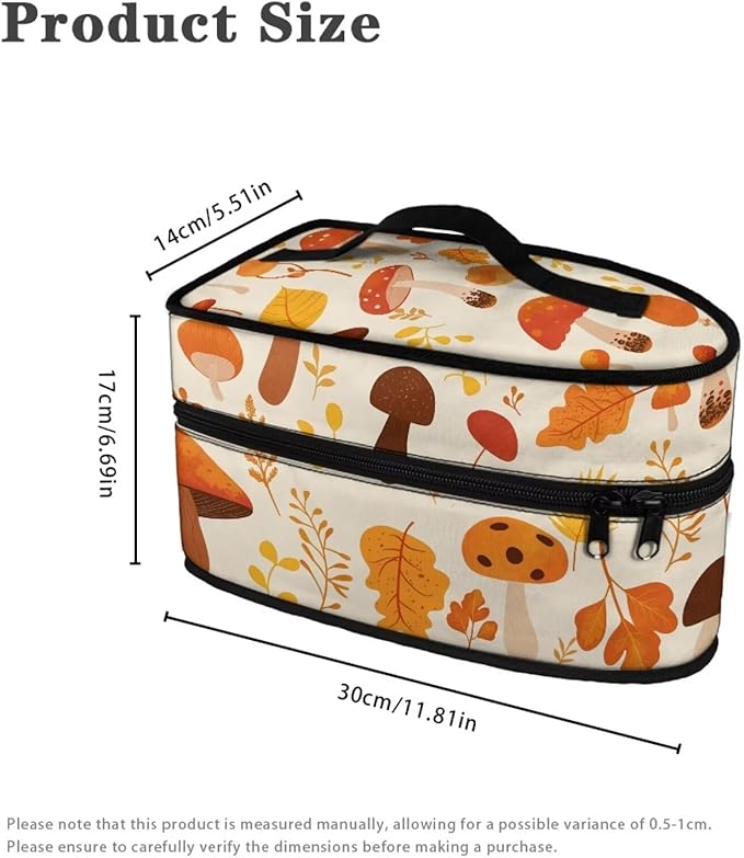 Iron Storage Bag with Smooth Zipper Portable Lightweight Iron Case Storage Fits Traveling Outing, Mushroom Leaves