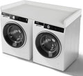GCCSJ Washer Dryer Countertop, 54" Width x 27.5" Depth Wood Laundry Topper with Edge & Non-Slip Pads for Laundry Room Organization Storage & Clothes Folding, White