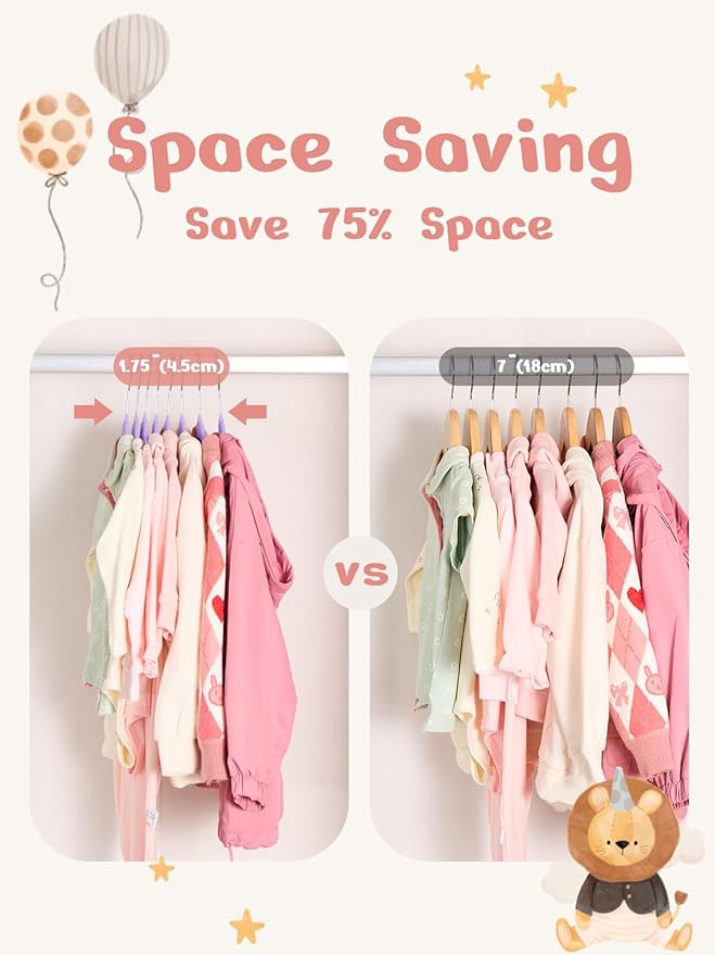 HOUSE DAY 11 Inch Velvet Baby Hangers 50 Pack Lt-Purple, Premium Kids Hangers for Children, Infant & Toddler Clothes, Durable Non Slip Small Baby Felt Hanger for Closet, Ideal for Everyday Use