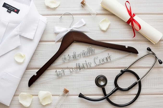 First White Coat Hanger, Pharmacist New Doctor Gift, PhD Gift, White Coat Ceremony, Medical School Graduation