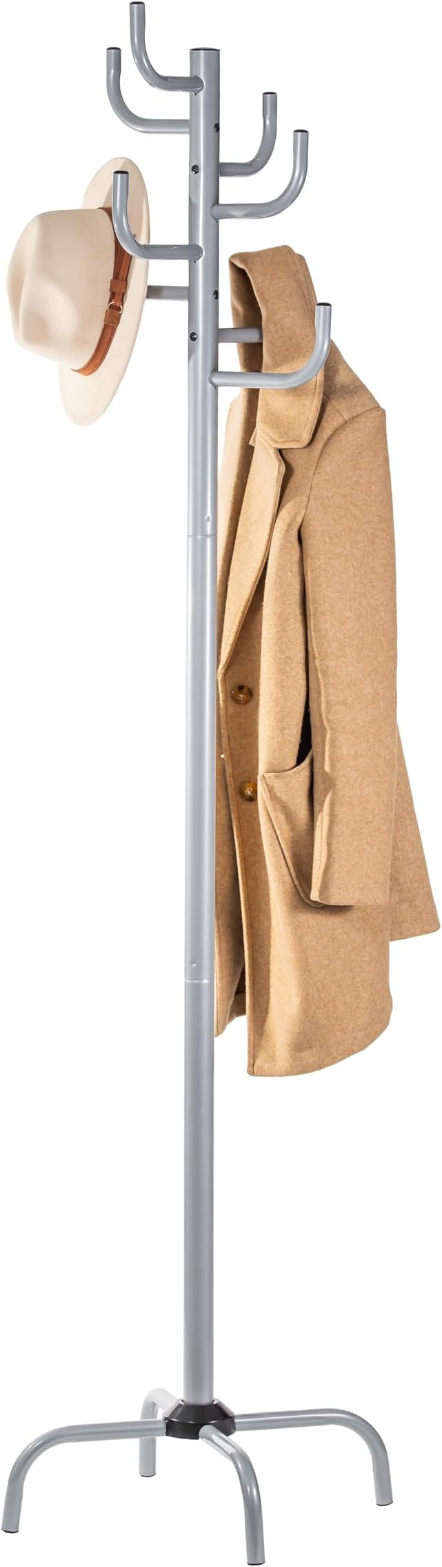 Freestanding Coat Rack – Metal Gray Hat and Coat Stand with 8 Hooks, Heavy-Duty Steel, 72" Tall Entryway Organizer for Home or Office by HAOG