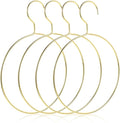 PRETYZOOM 4Pcs Golden Scarf Hangers for Closet Organization, Metal Belt and Scarf Holder Rings, Space-Saving Clothes Organizer for Ties, Belts, Scarves, and Accessories